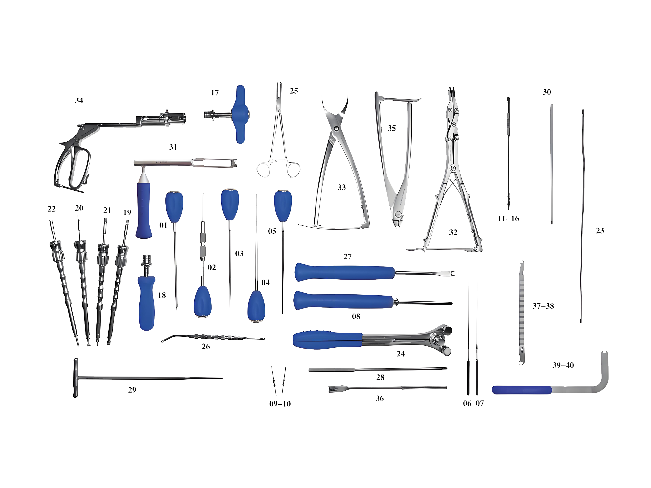 Jeu d'instruments pour système interne de fixation rachidienne (VI)